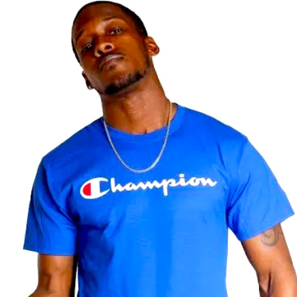 Champion Heritage Signature Embroidered T-Shirt Women’s Medium Blue Short Sleeve